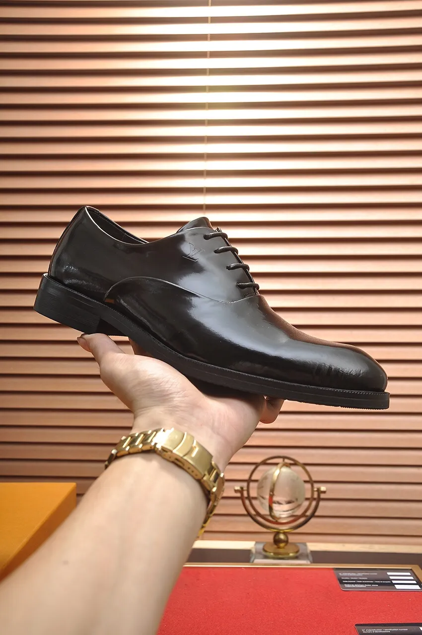 Men's shoes💰460💶【LOUIS VUITTON】(sheepskin lining) new cowhide LV formal shoes🎩🎩❗️🆘made one to one at the counter🎩original quality, imported cowhide upper➕full sheepskin lining➕original rubber outsole, {high quality visible}👣Size: 38-45 (45 custom-made)
